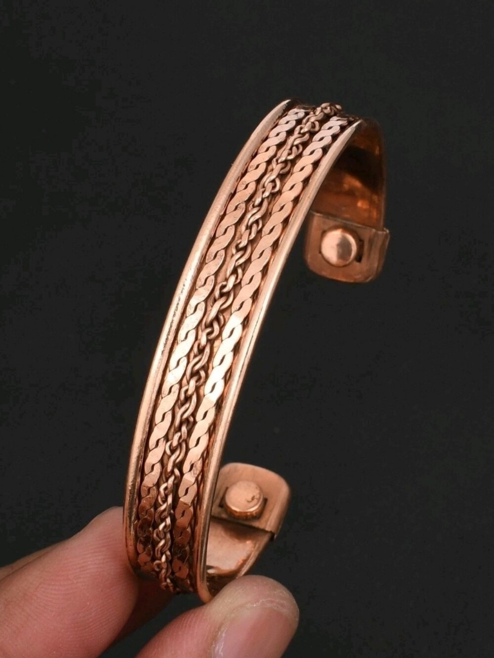 Pure Copper Magnetic Adjustable Handmade Vintage Bangle Bracelet